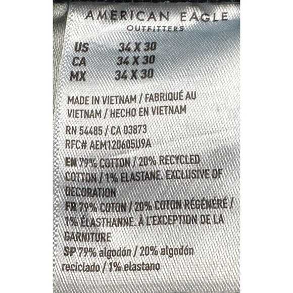 American Eagle Jeans Mens 34X30 (37x29 Actual) Blue Denim Flex Relaxed Straight - Picture 16 of 16